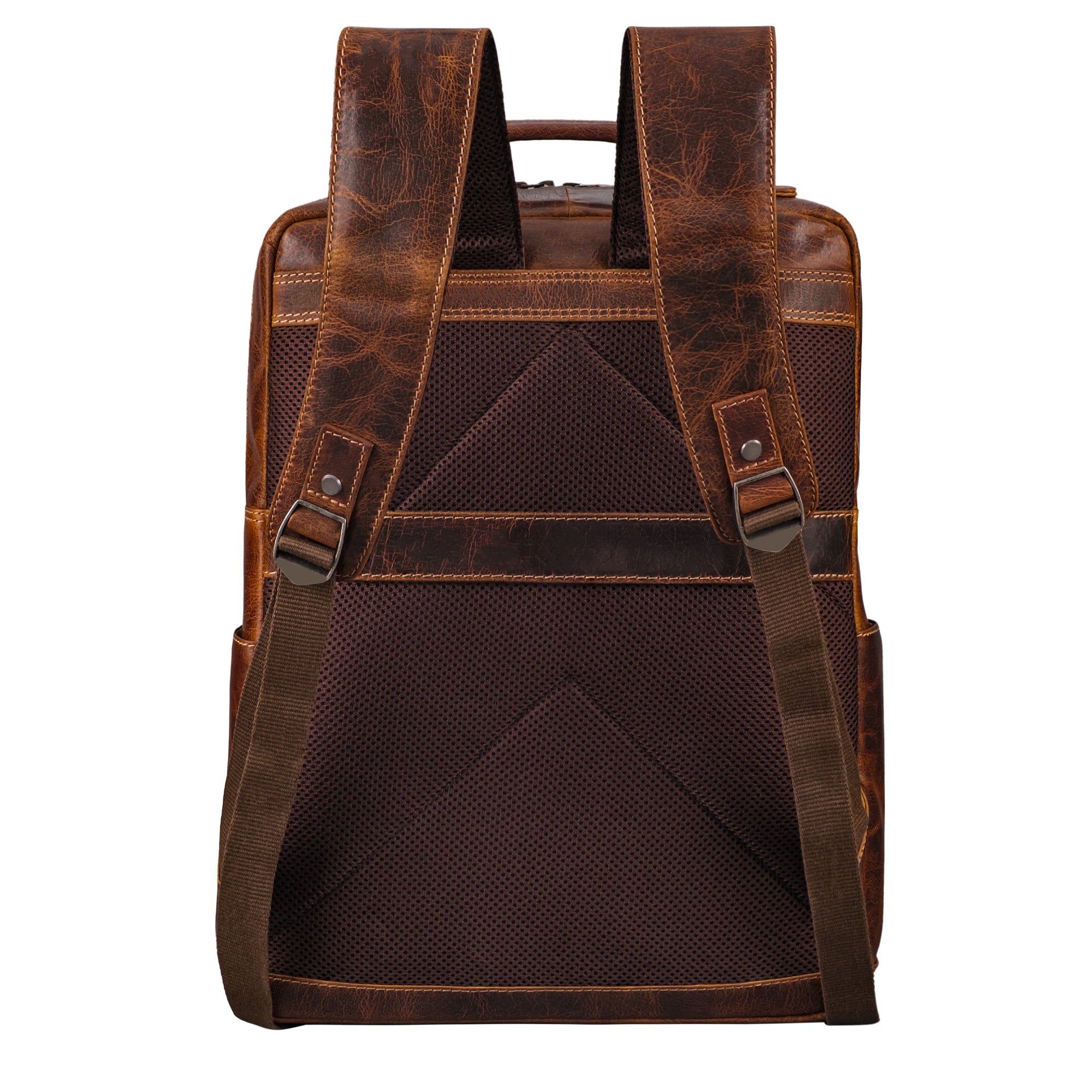 Vintage Lederrucksack braun mit Trolley-Halterung