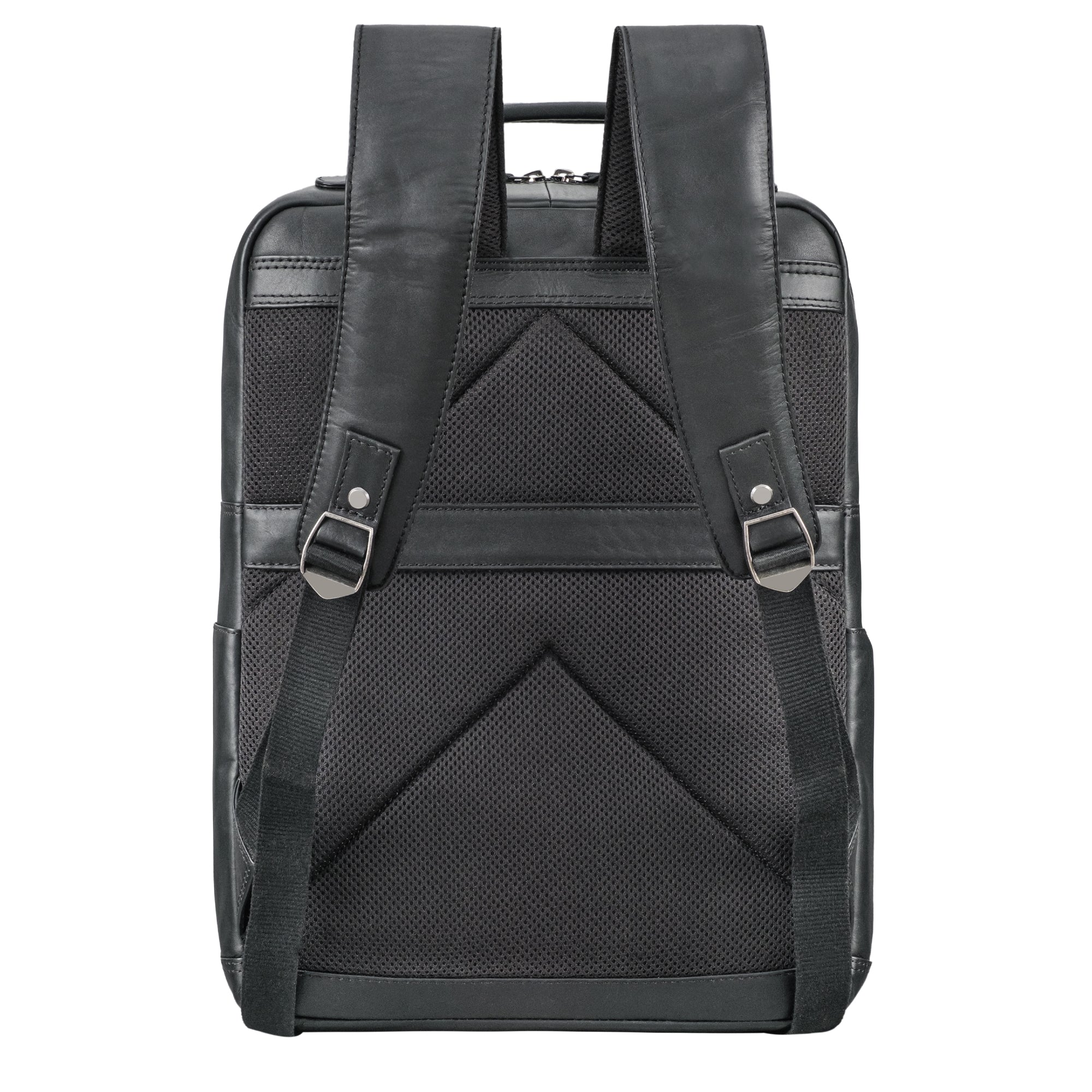 Vintage Lederrucksack schwarz mit Trolley-Halterung