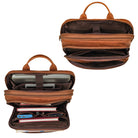 Schmaler Lederrucksack Cognac mit vielen Fächern
