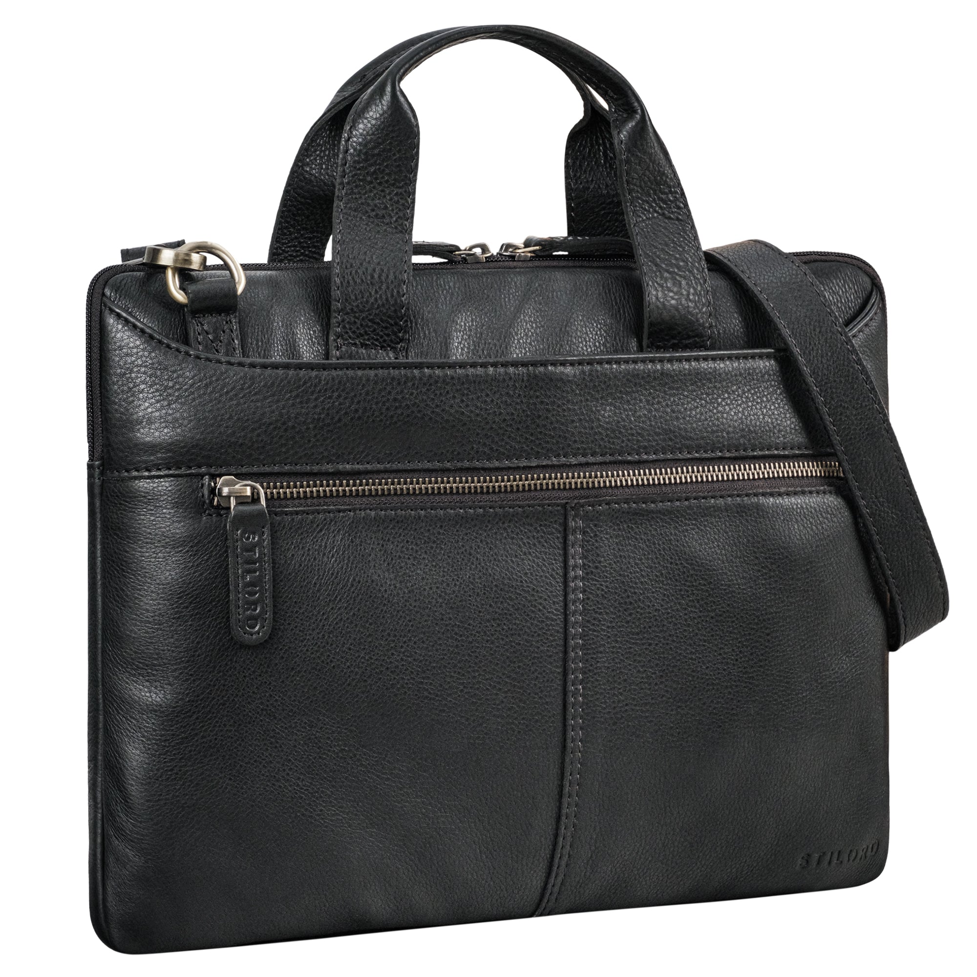 schwarze Leder Laptoptasche für Herren