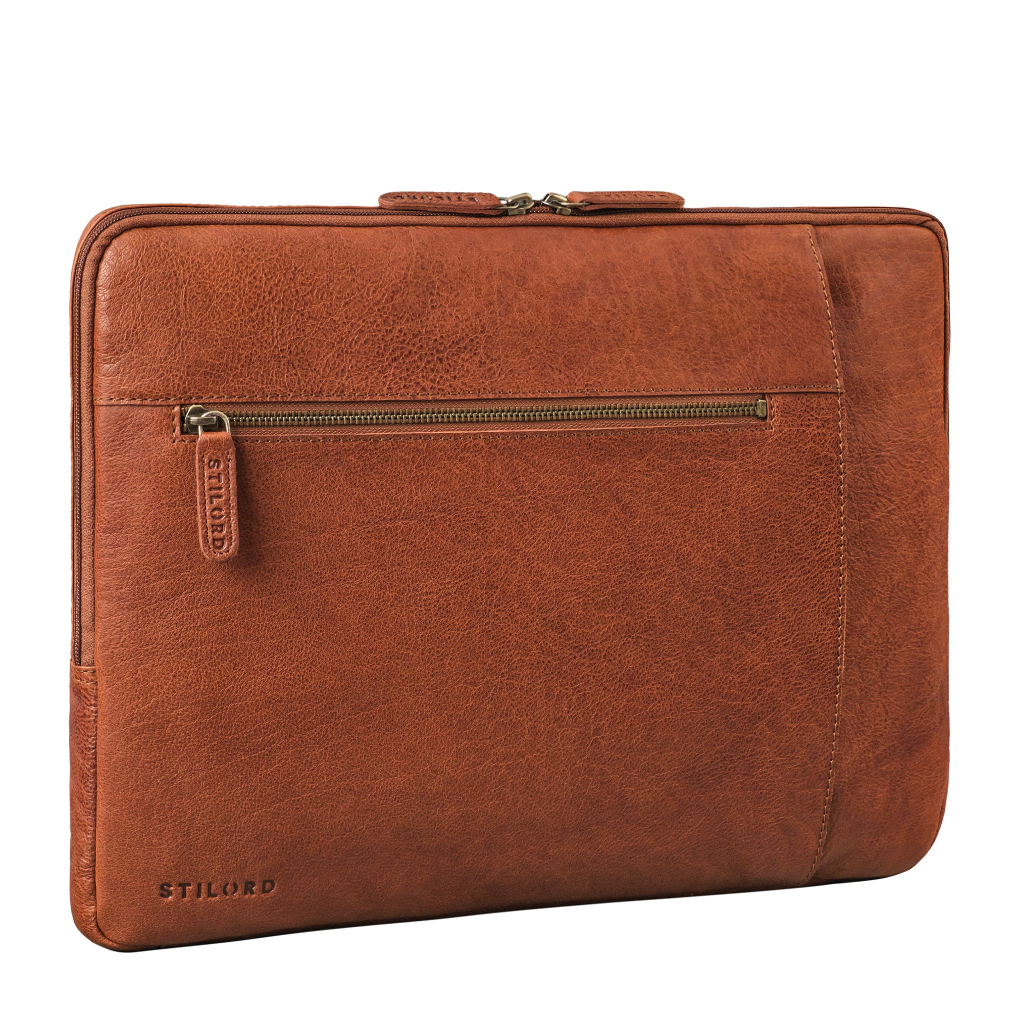 Laptoptasche aus Leder in Cognac