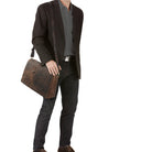 Leder Messenger Bag Männer Herren sepia braun Retro