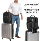 Rucksack Leder schwarz mit Trolleyhalter