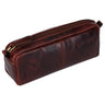 "Spencer" Vintage Skórzane Etui Z Zamkiem Organizer Na Kosmetyki