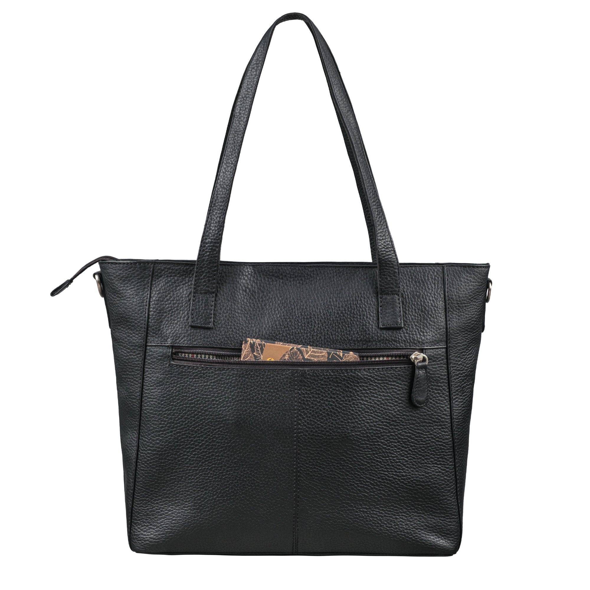 Tote Bag Leder schwarz aus der Rückansicht