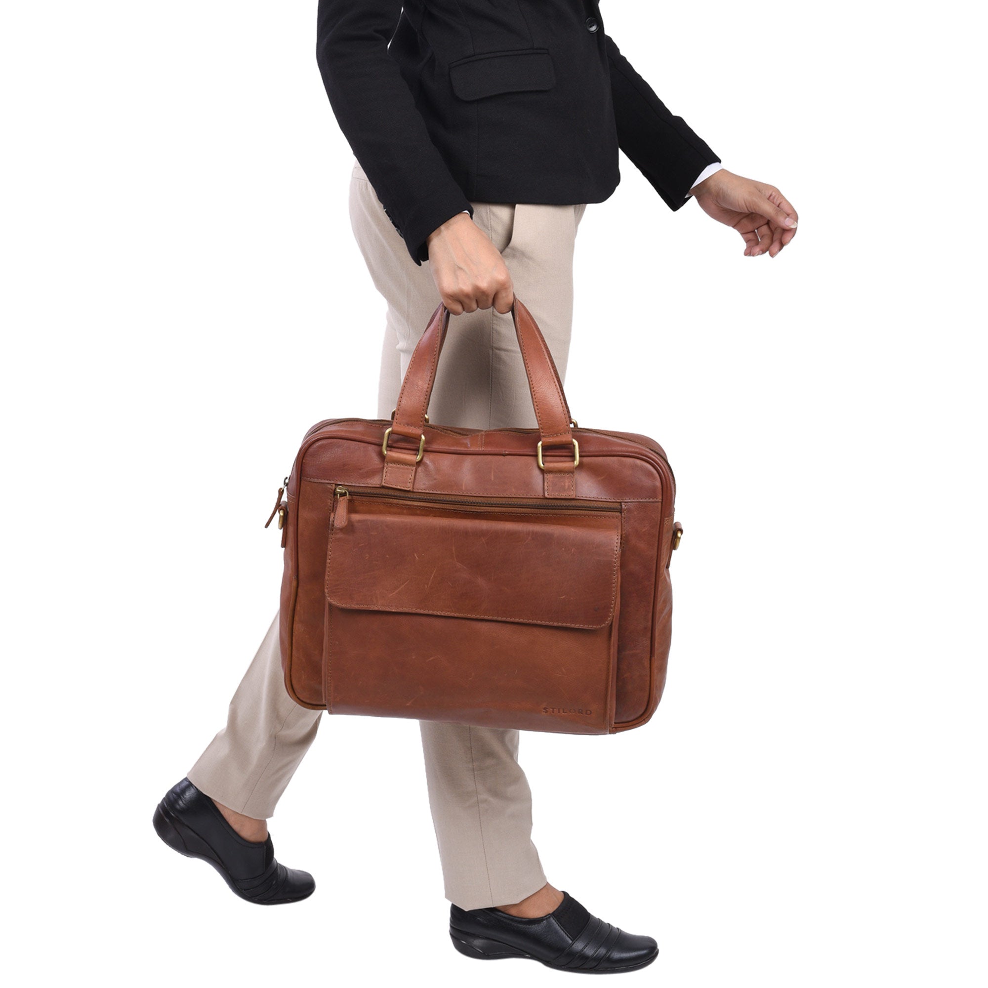 Damentasche Leder Cognac braun
