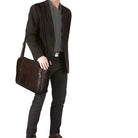 Leder Umhängetasche Laptop Fach