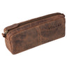 "Spencer" Vintage Skórzane Etui Z Zamkiem Organizer Na Kosmetyki