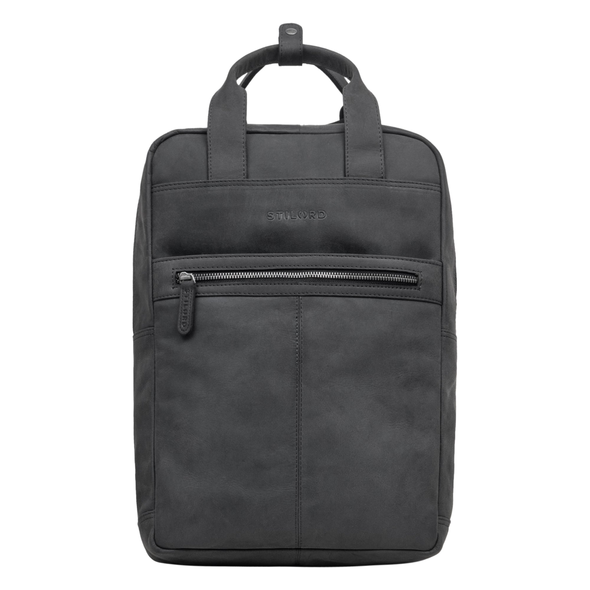Großer Leder Laptoprucksack Damen grau