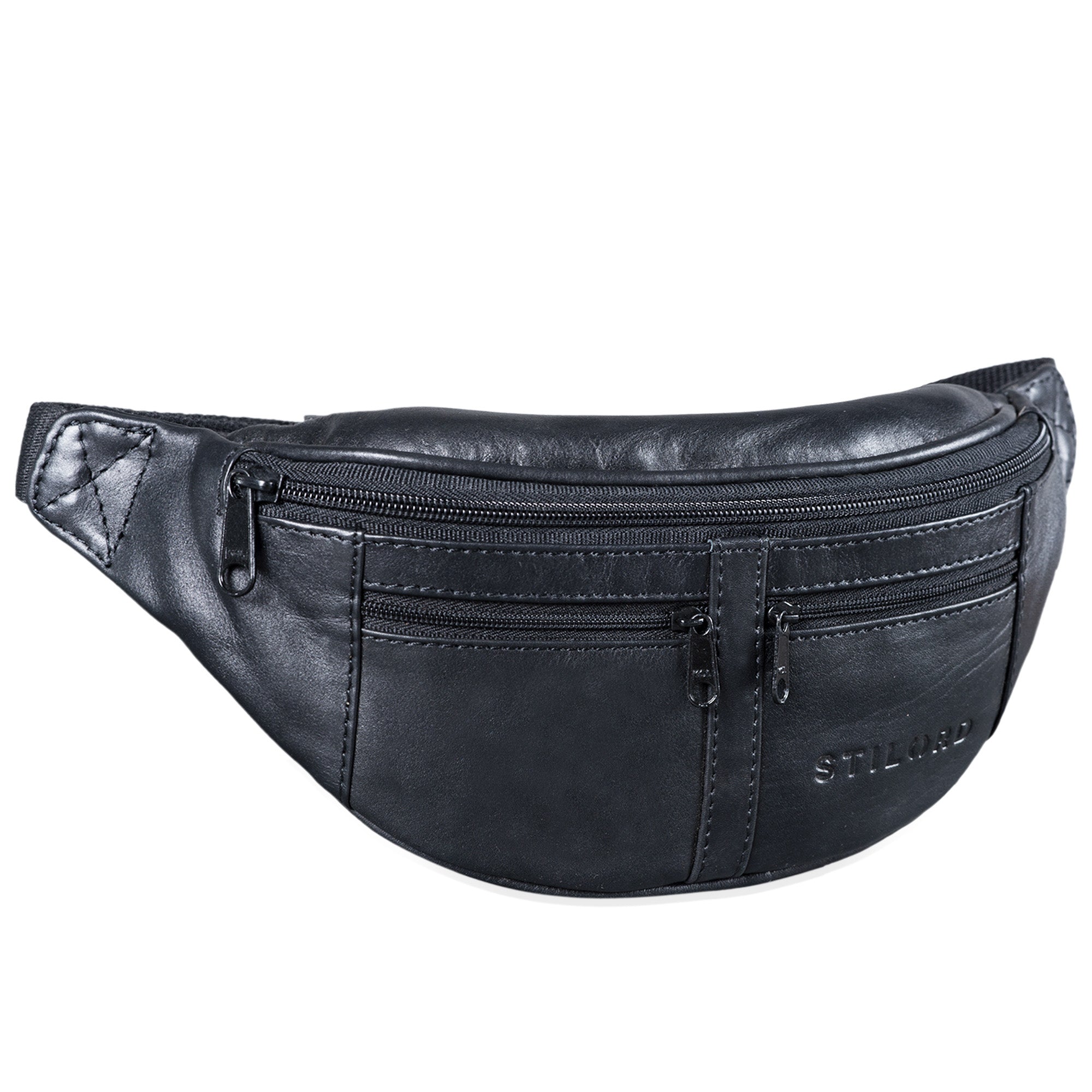 schwarze Hüfttasche Leder