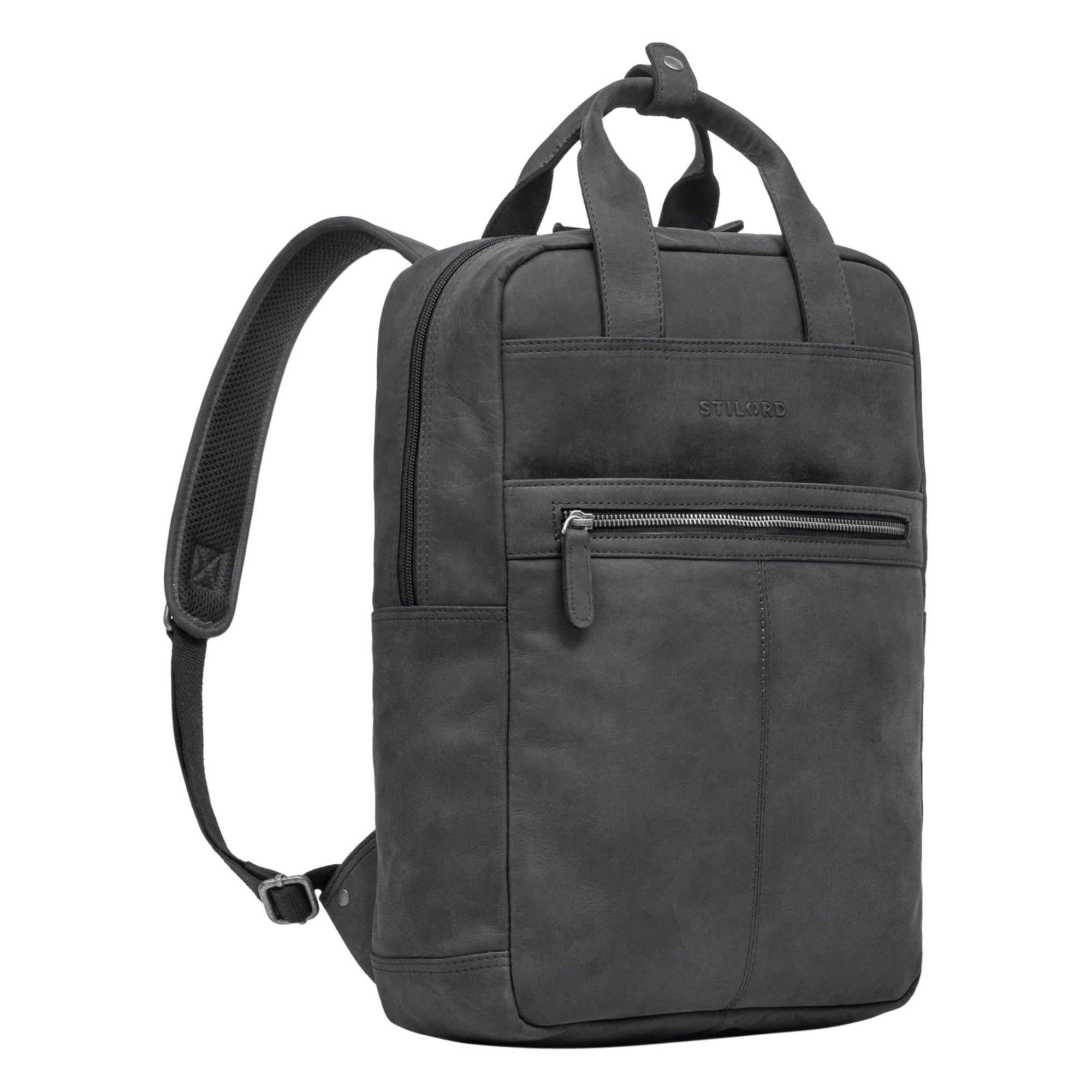 Leder Businessrucksack Herren grau