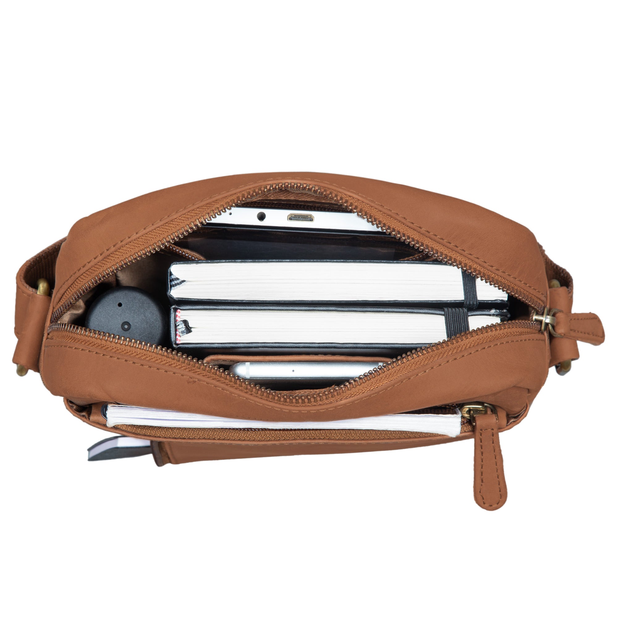 Kleine Herrentasche Echt-Leder braun