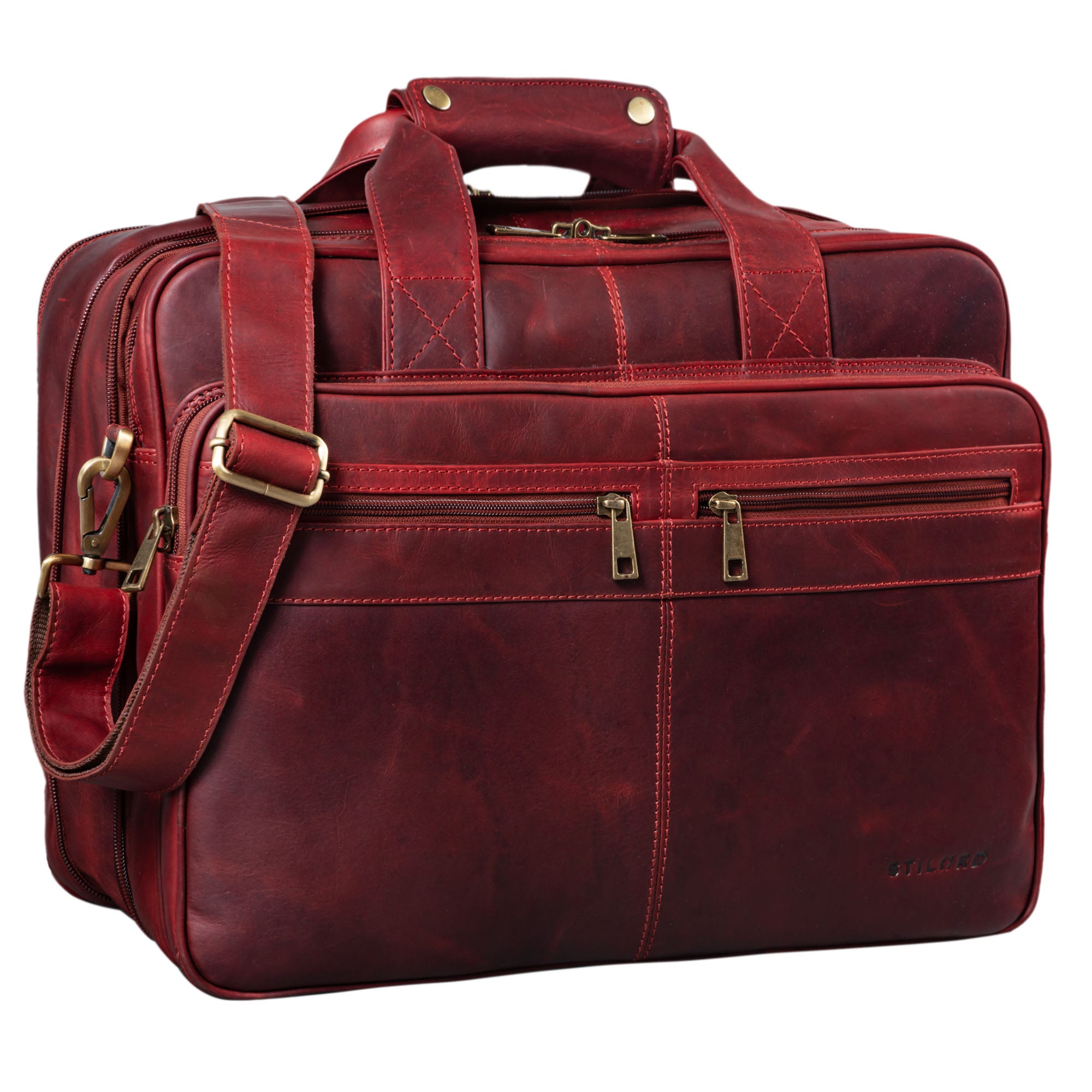 Vintage Lehrertasche echtes Leder rot