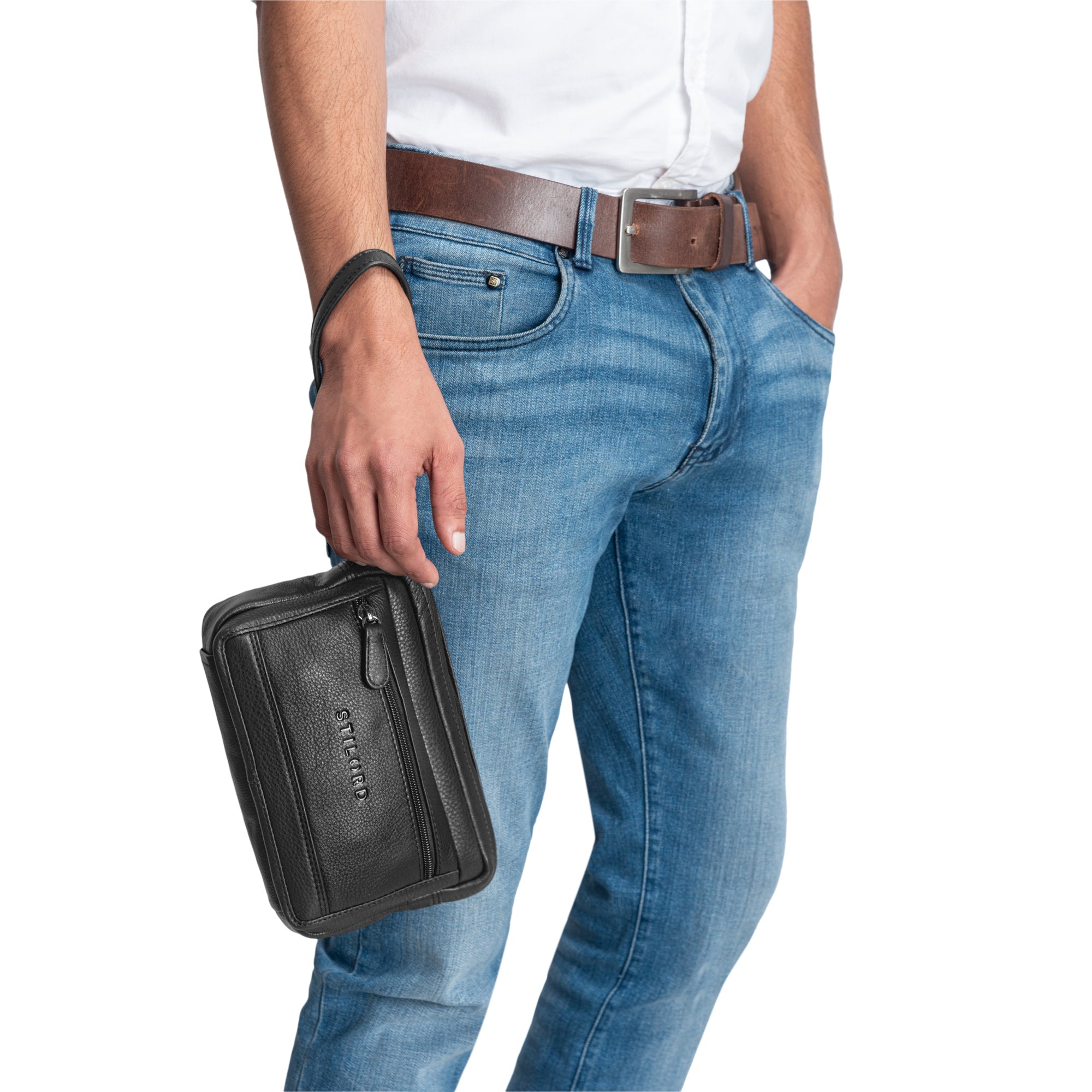 Handgelenktasche Echtleder Männer