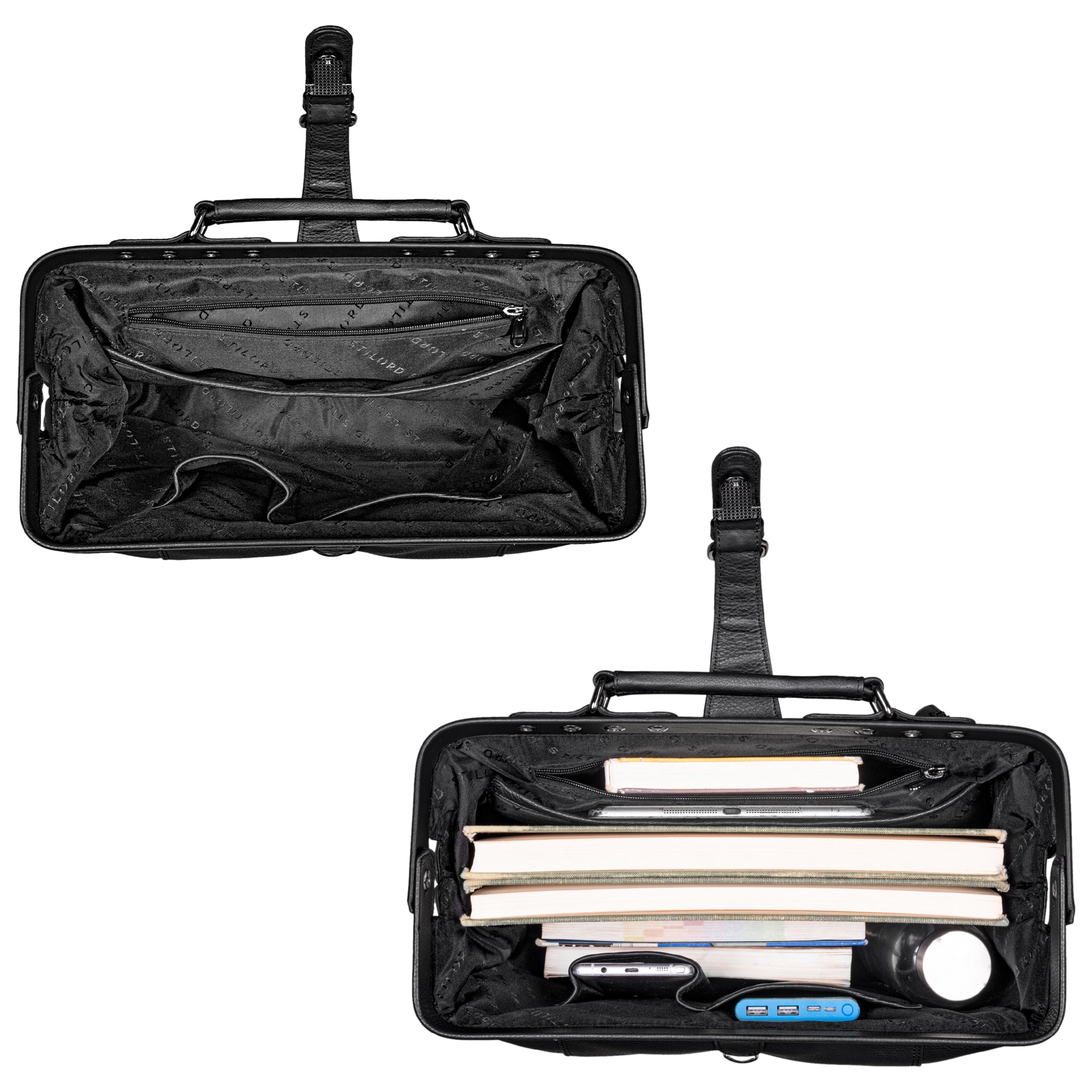 Schwarze Medizinertasche Leder