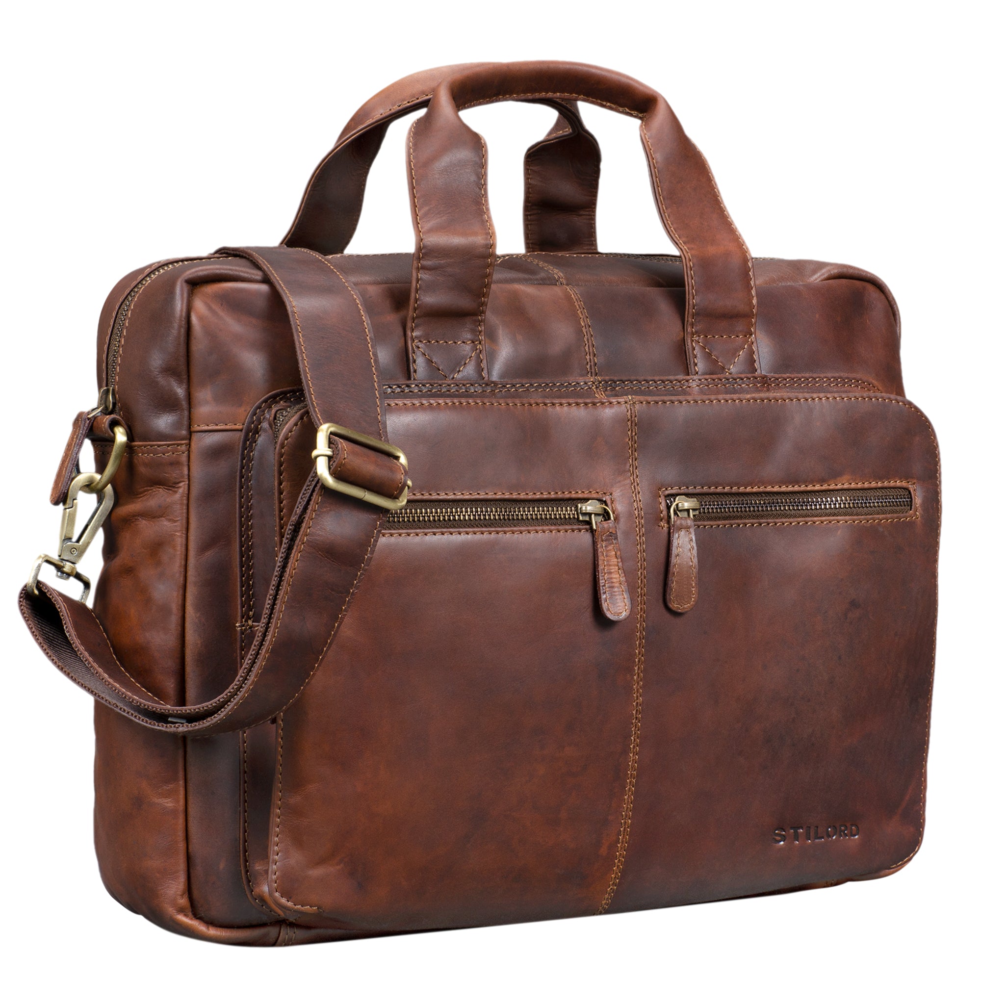 Aktentasche Herren Damen Leder Vintage braun