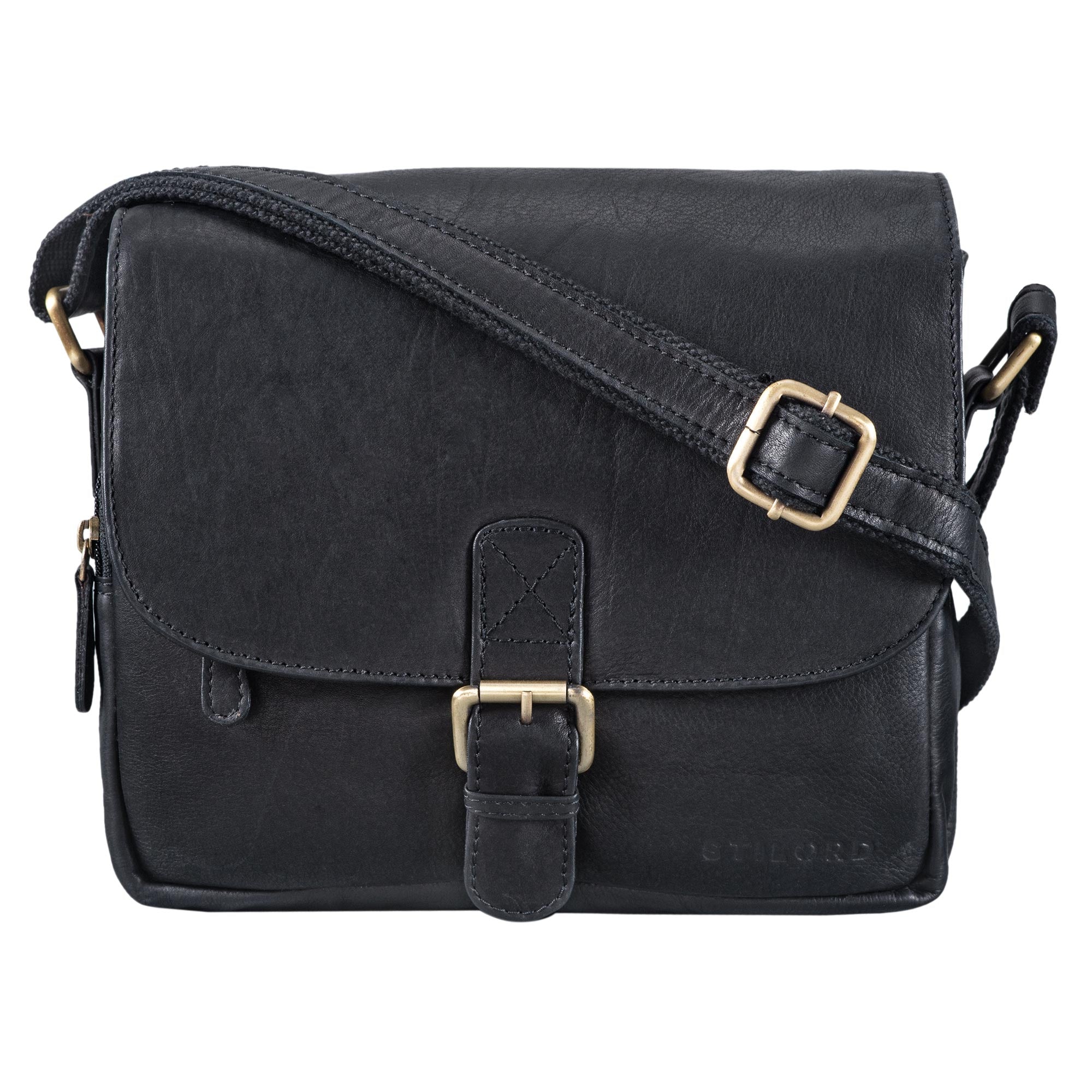 Kleine Messenger Bag Leder schwarz