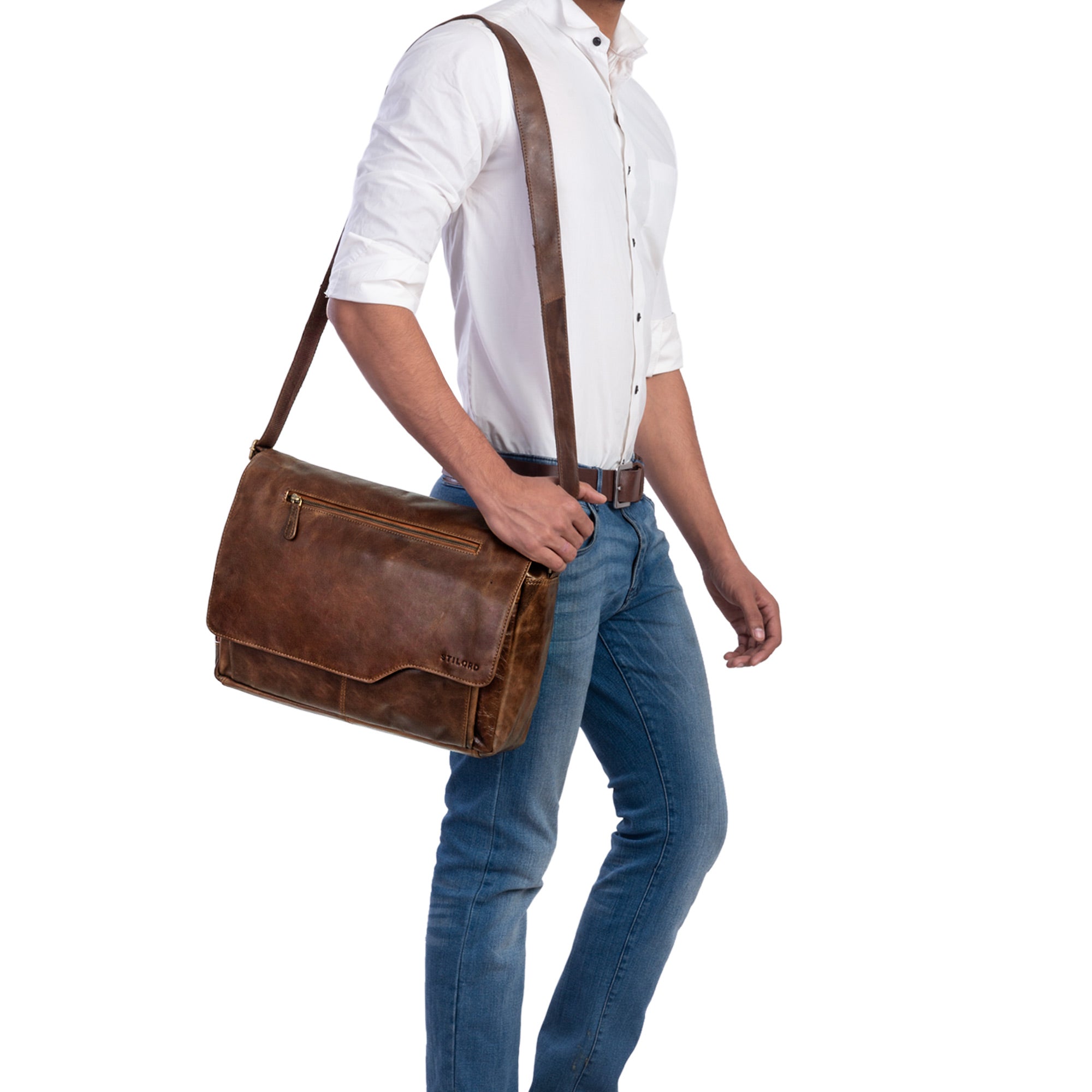 Vintage Messenger Bag Leder 15.6 Zoll
