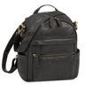 Kleine 2-in-1 Leder Rucksack-Tasche Schwarz für Damen 