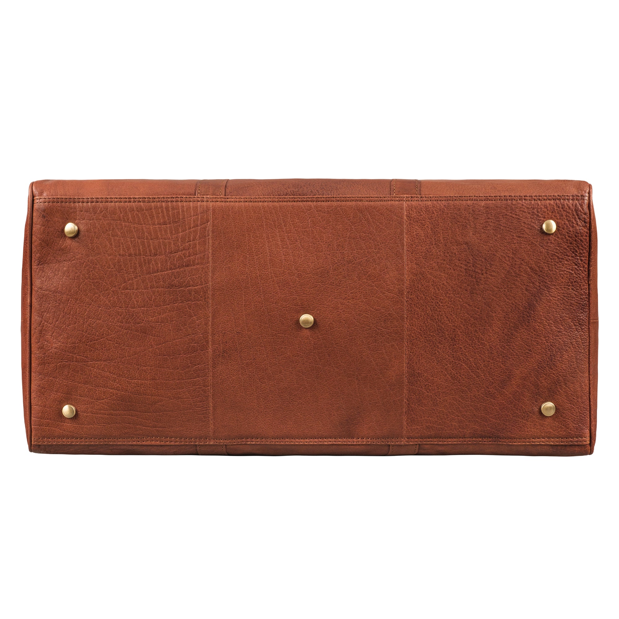 Ledertasche Handgepäck cognac mit Füßen aus der Bodensicht