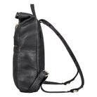 Tagesrucksack Rolltop Damen Leder schwarz