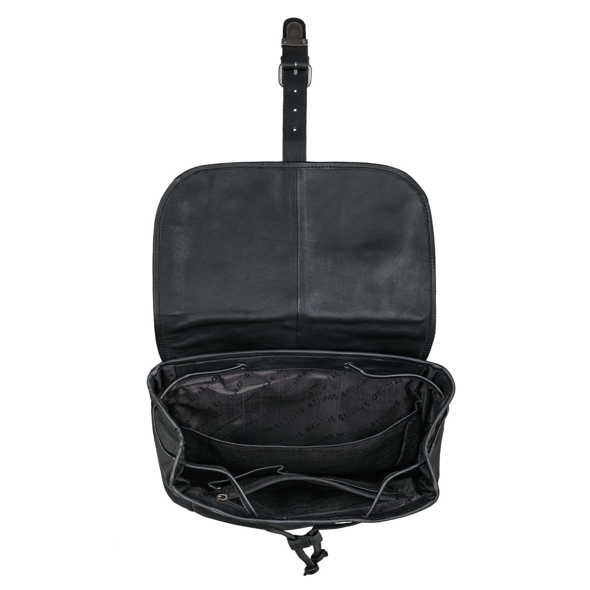 Großer Rucksack Damen Leder schwarz