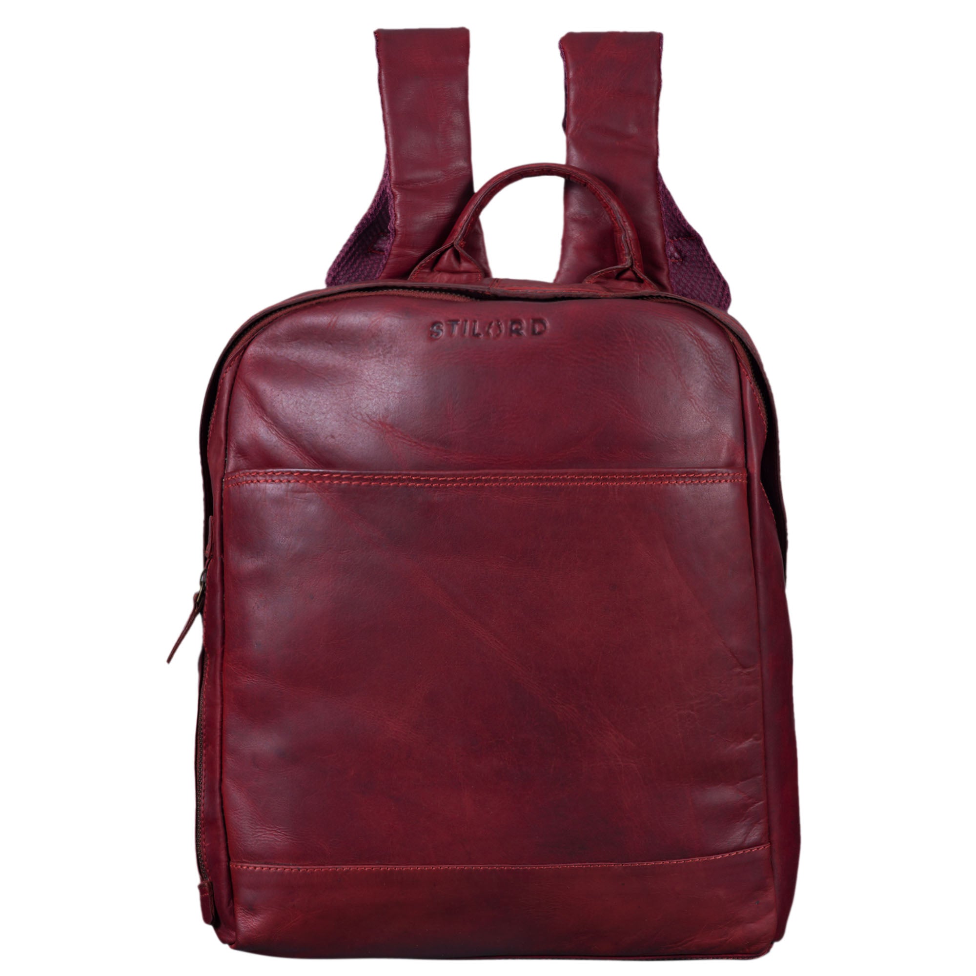 Damen Leder Rucksack Vintage rot