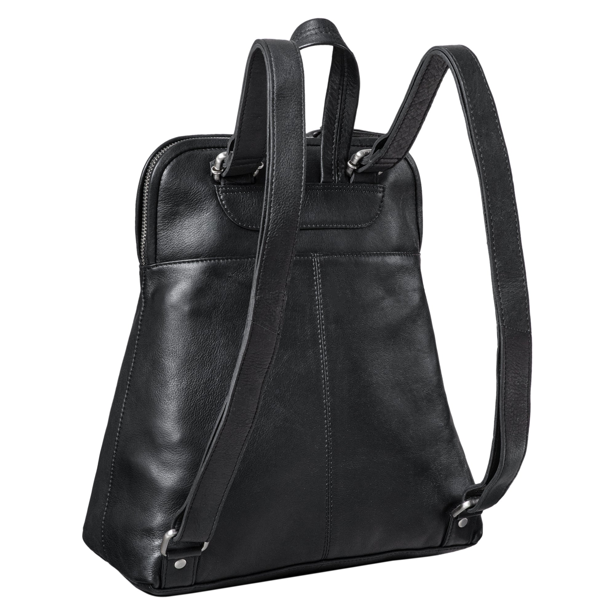 Daypack Damen Leder schwarz
