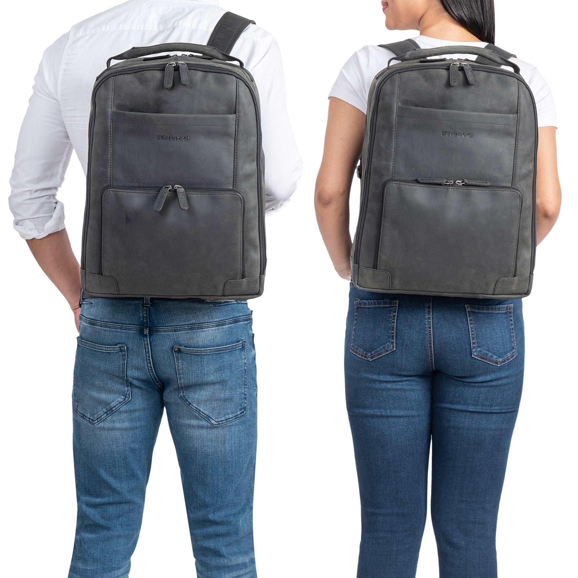 Grauer Lederrucksack Unisex