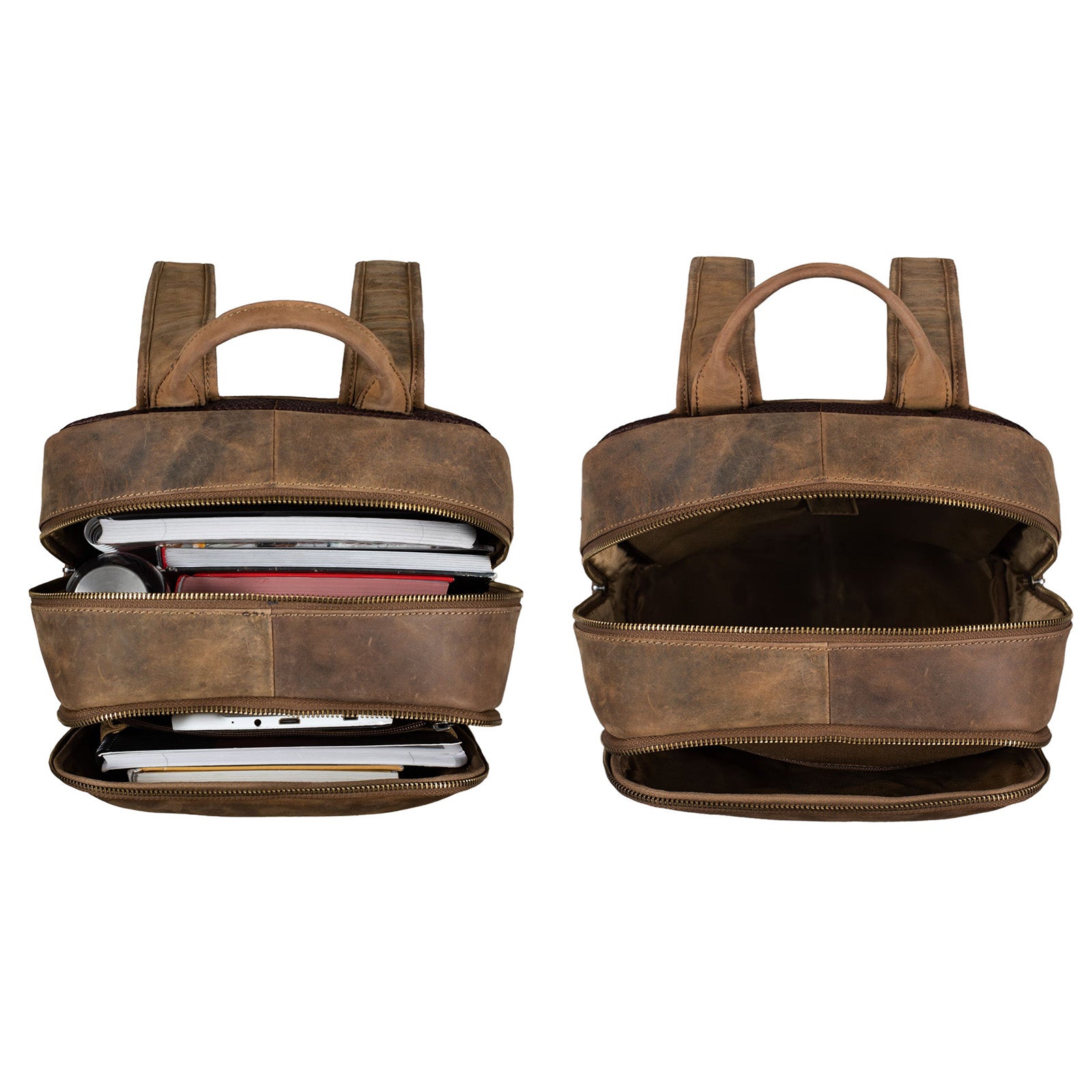 Cityrucksack Leder Klein Braun 