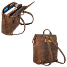 Lederrucksack herren damen braun