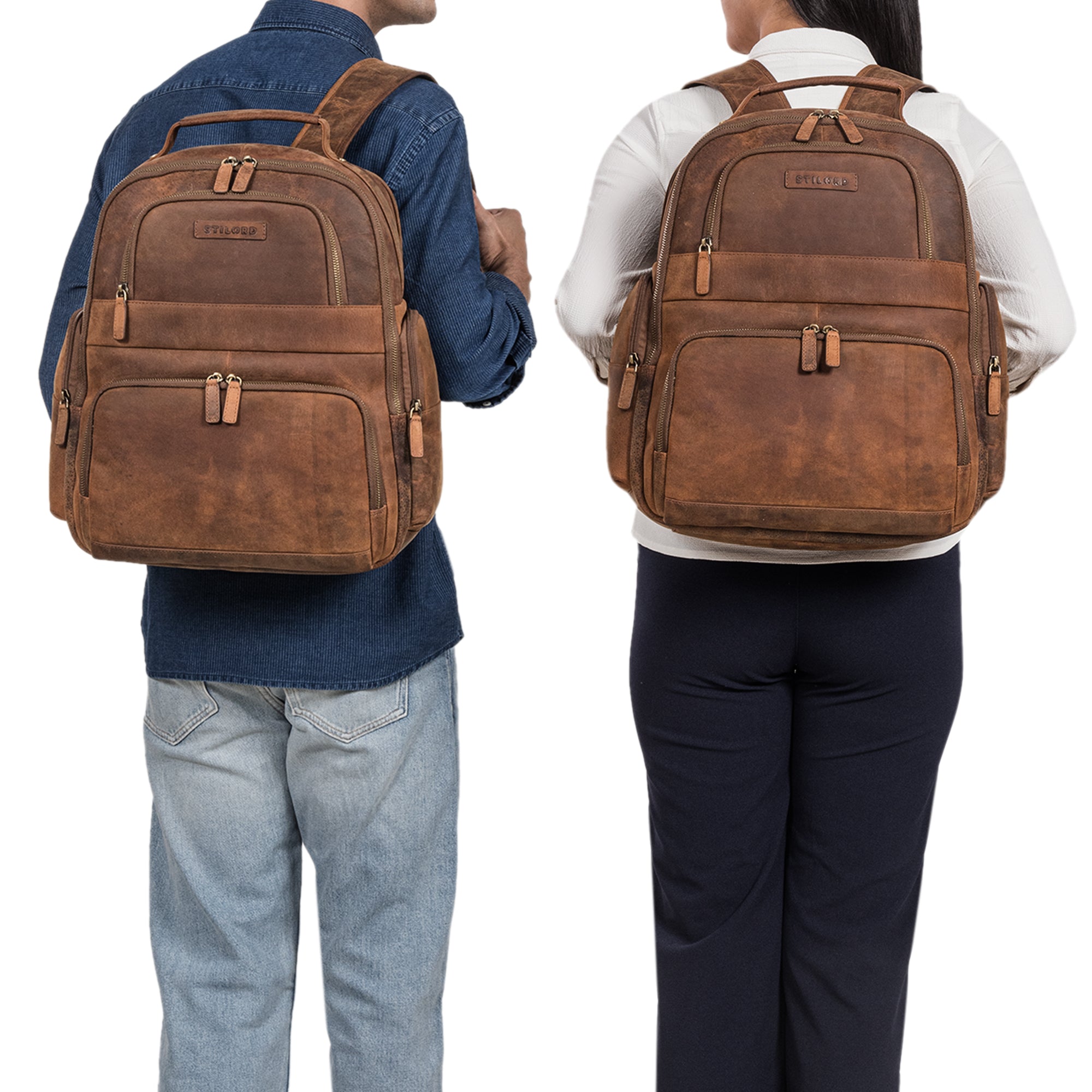 Rucksack mit Laptopfach 15 Zoll braun Damen und Herren