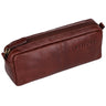 "Spencer" Vintage Skórzane Etui Z Zamkiem Organizer Na Kosmetyki