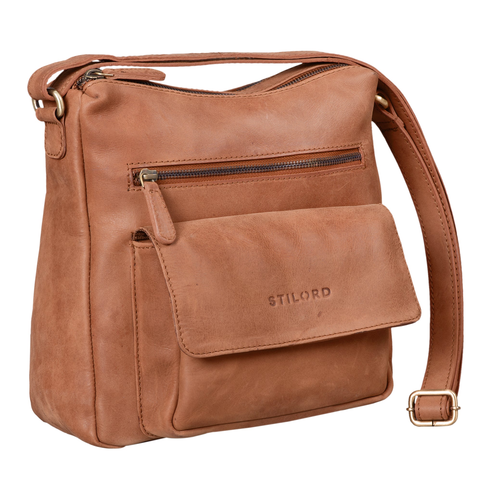 Ausgehtasche Freizeit Damen Büffel Leder braun