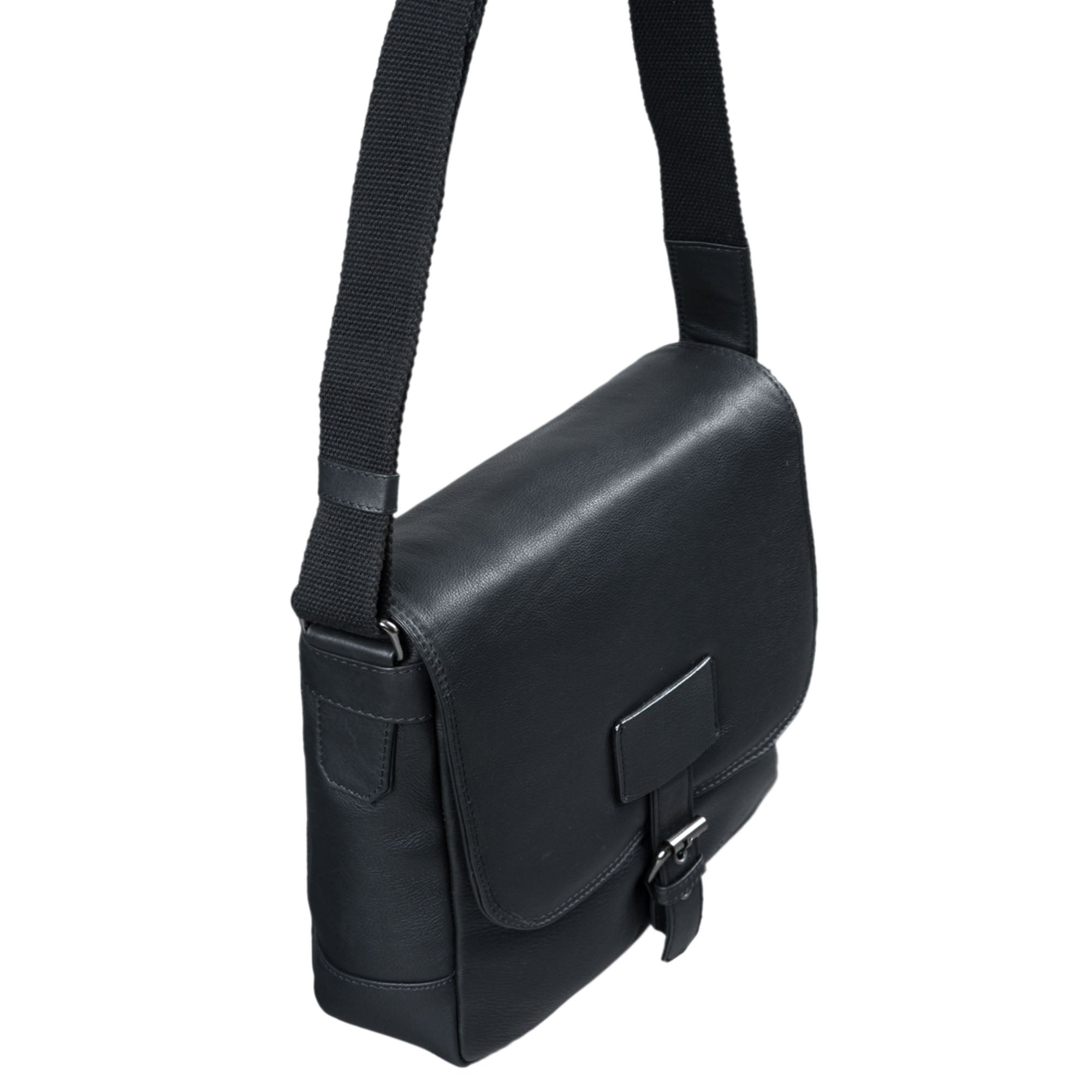 Schwarze Ledertasche Schultertasche für Herren