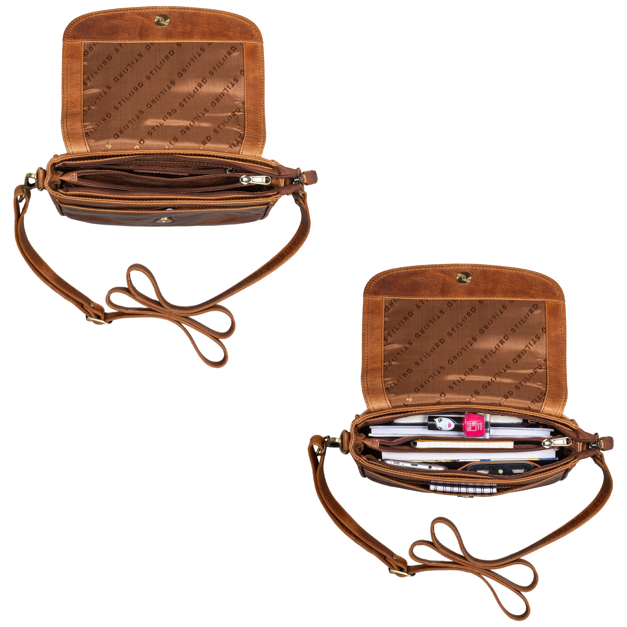 Kleine Schultertasche Damen Leder braun