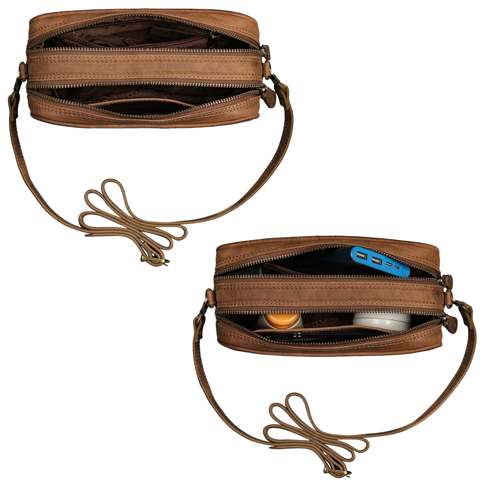 Schultertasche klein braun Leder Damen