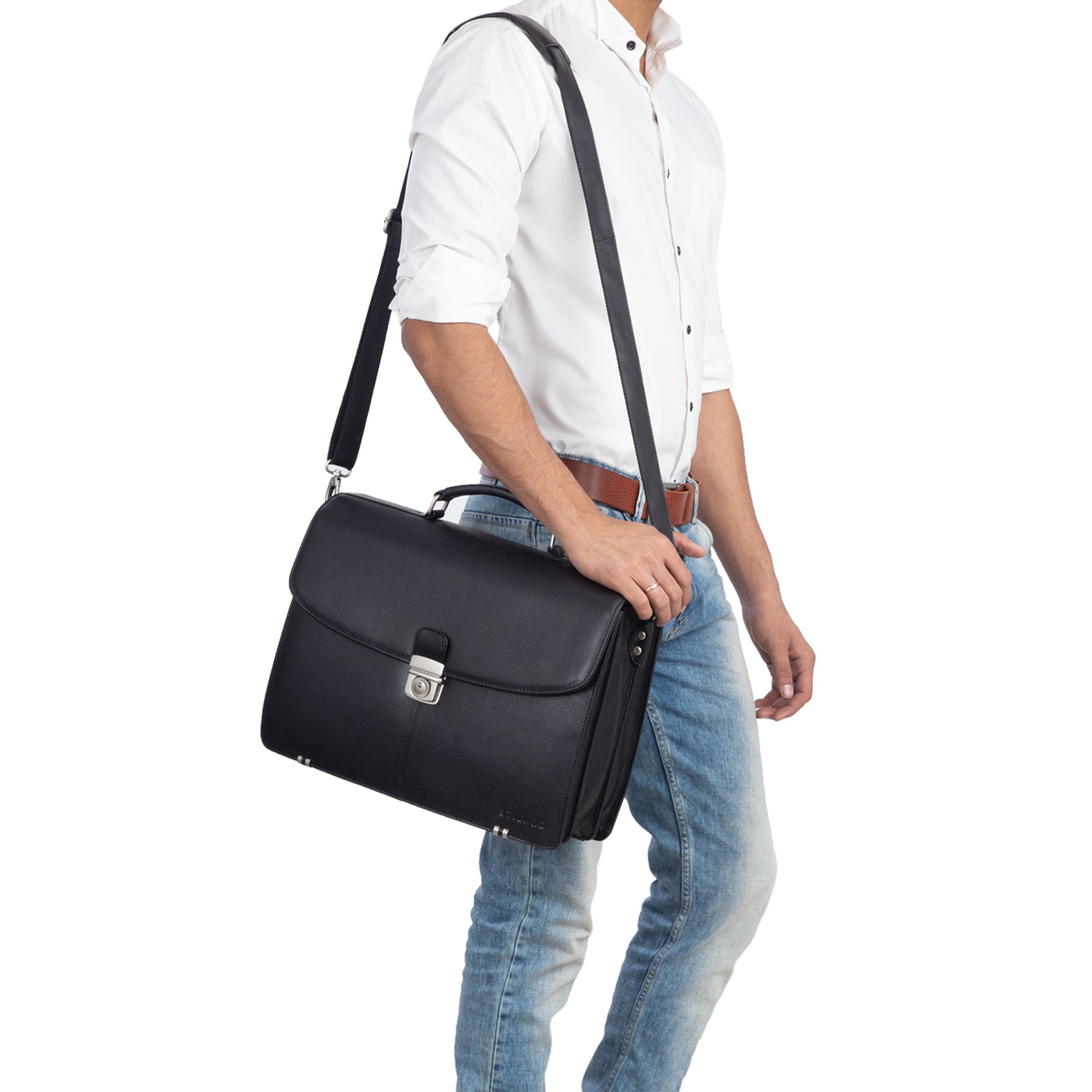 Schwarze Leder Businesstasche 