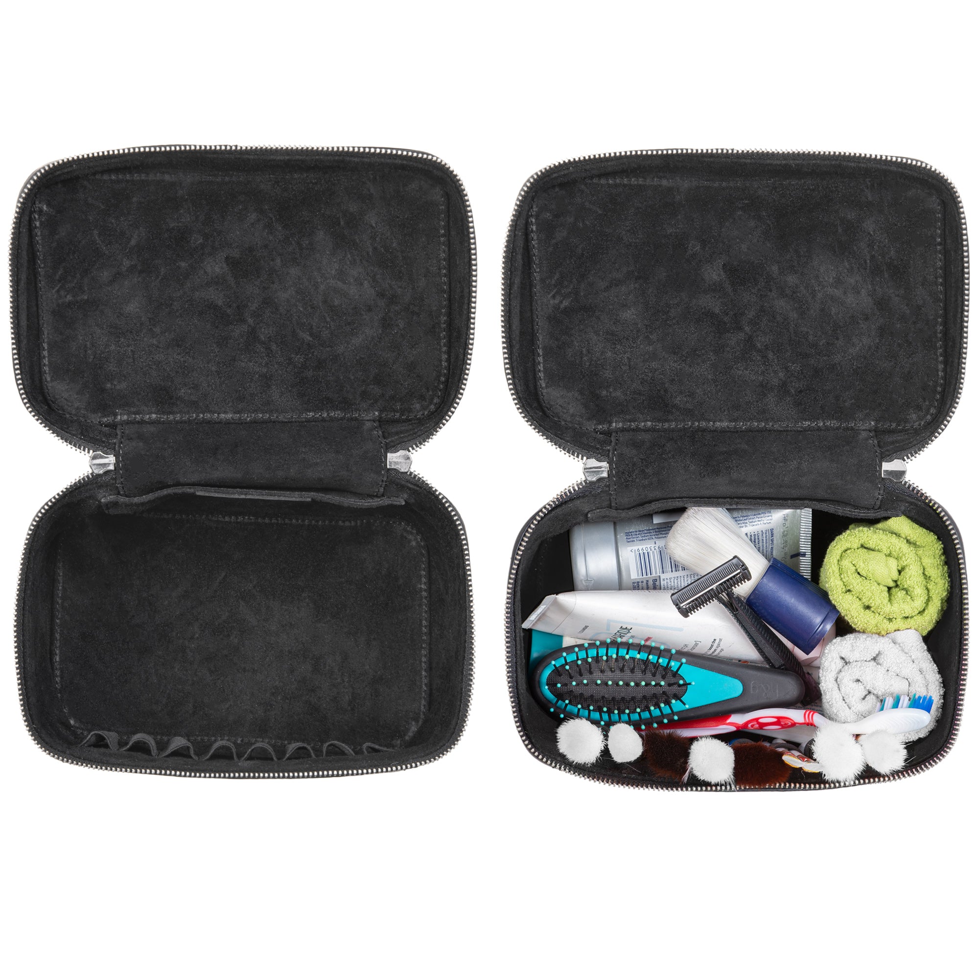 Schwarze Necessaire Leder