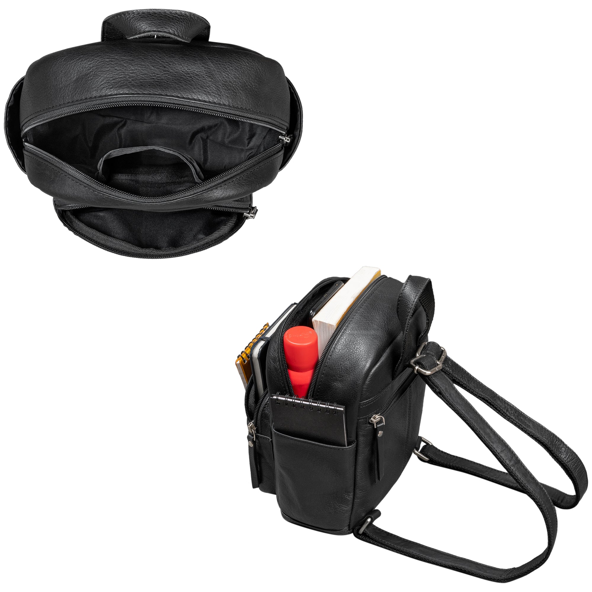 Rucksack klein Leder schwarz