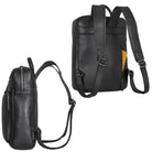 Damen Lederrucksack Schwarz Schule
