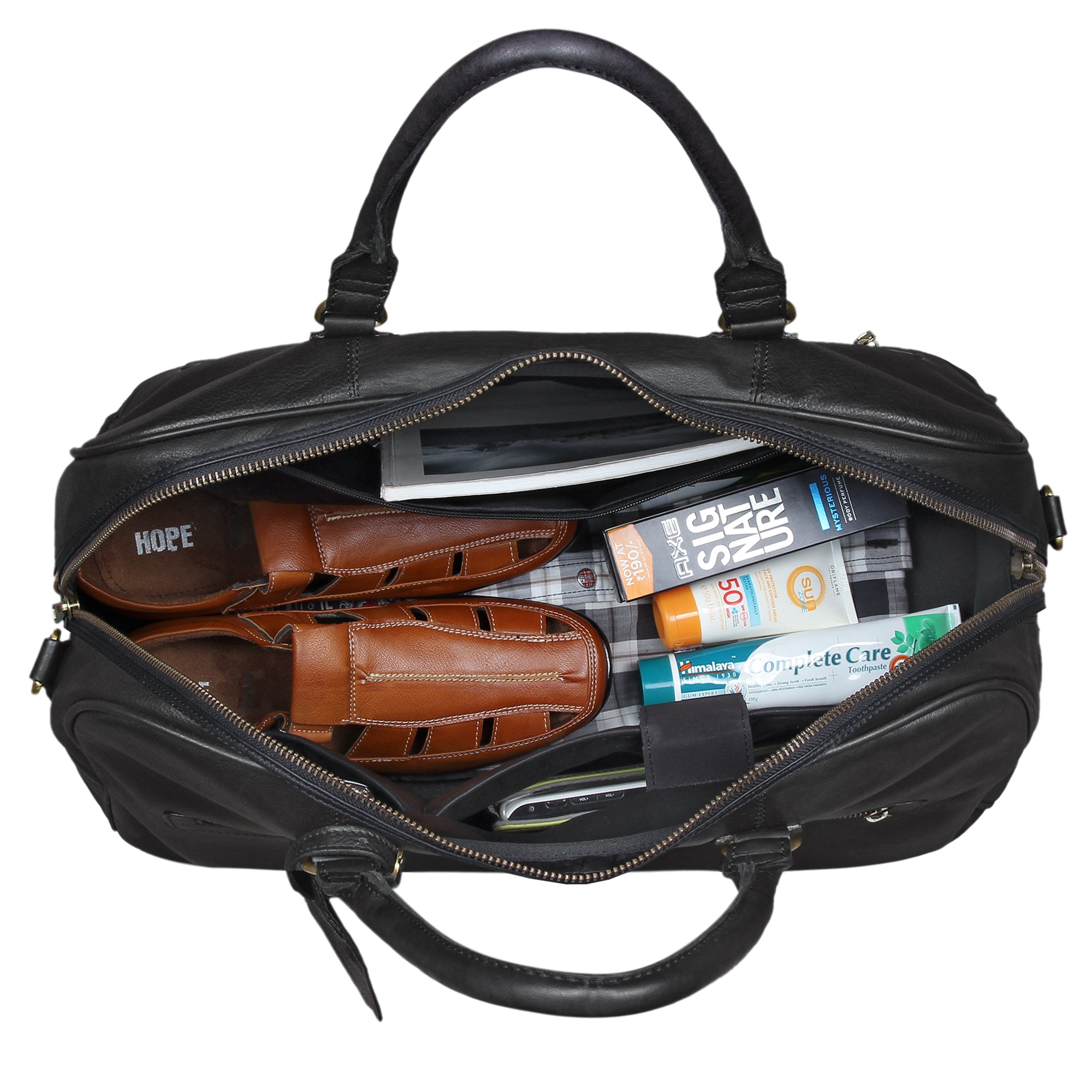 Bordtasche Leder schwarz