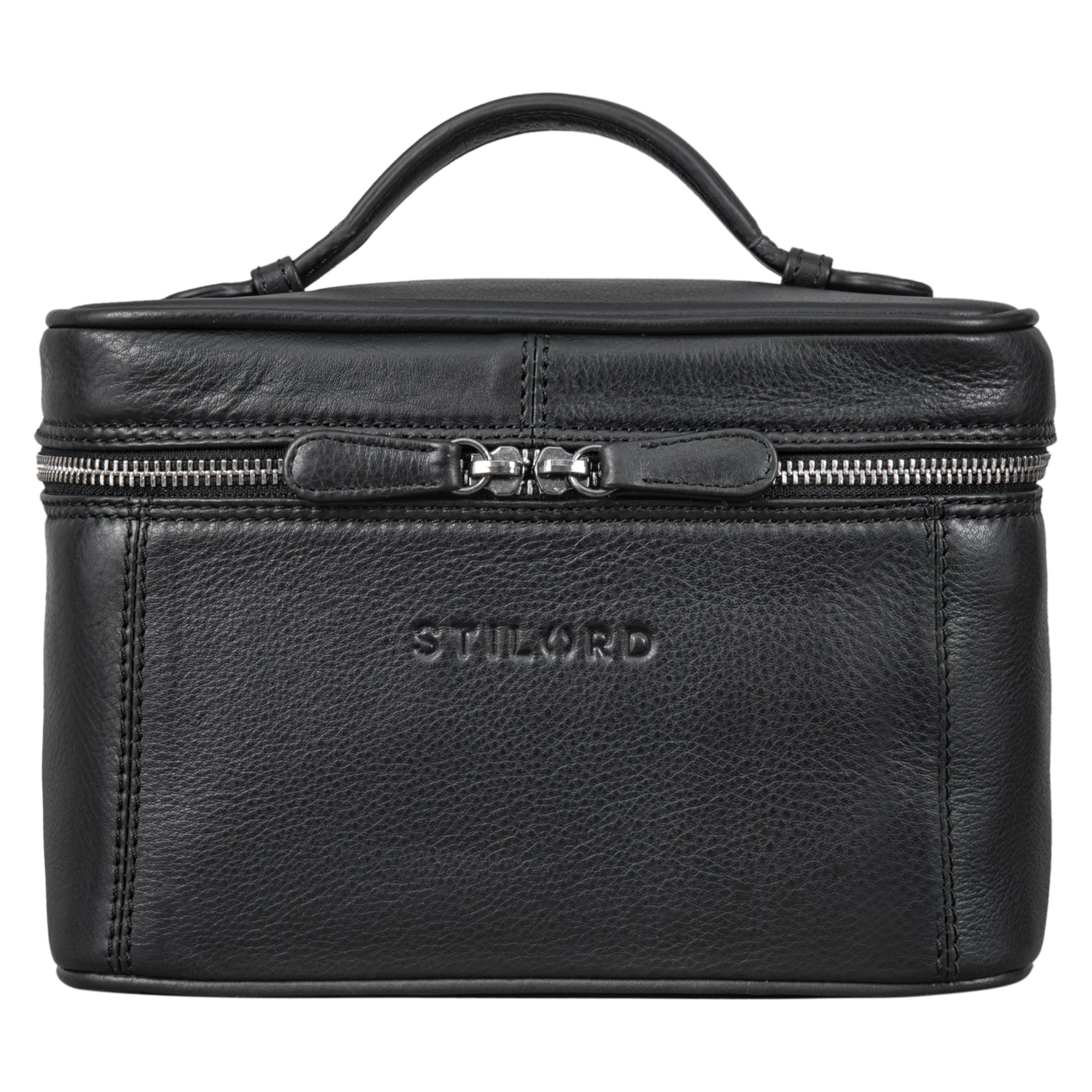 Reise Kulturtasche Leder schwarz