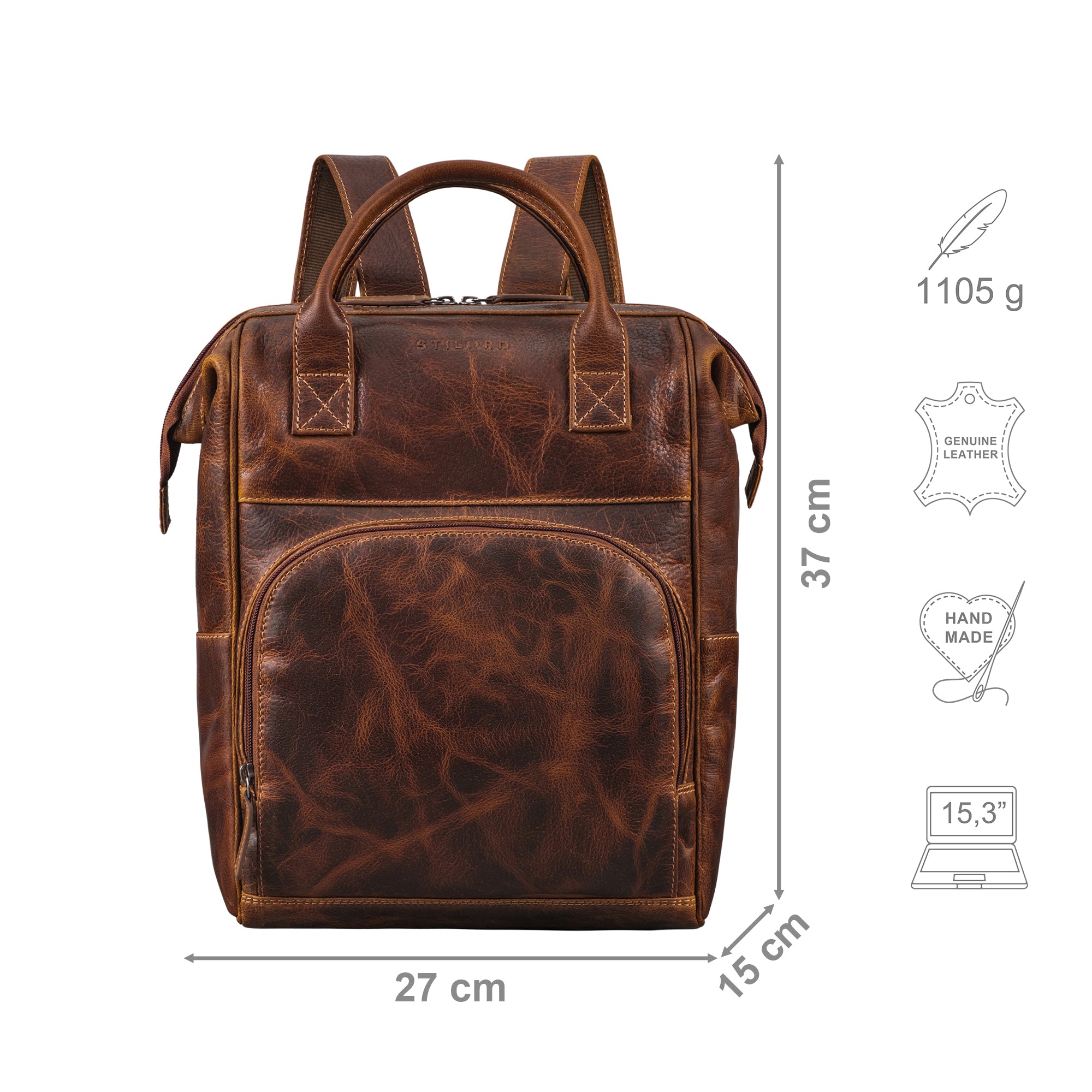 Lederrucksack Damen braun