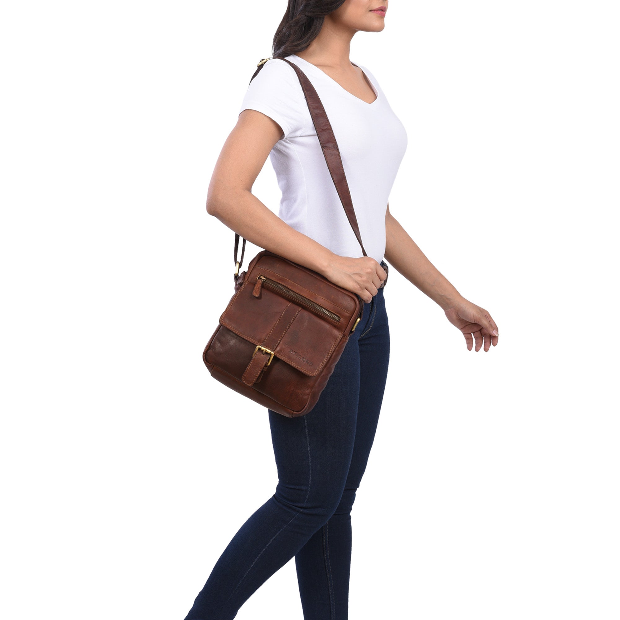 Braune Leder Umhängetasche Damen Vintage