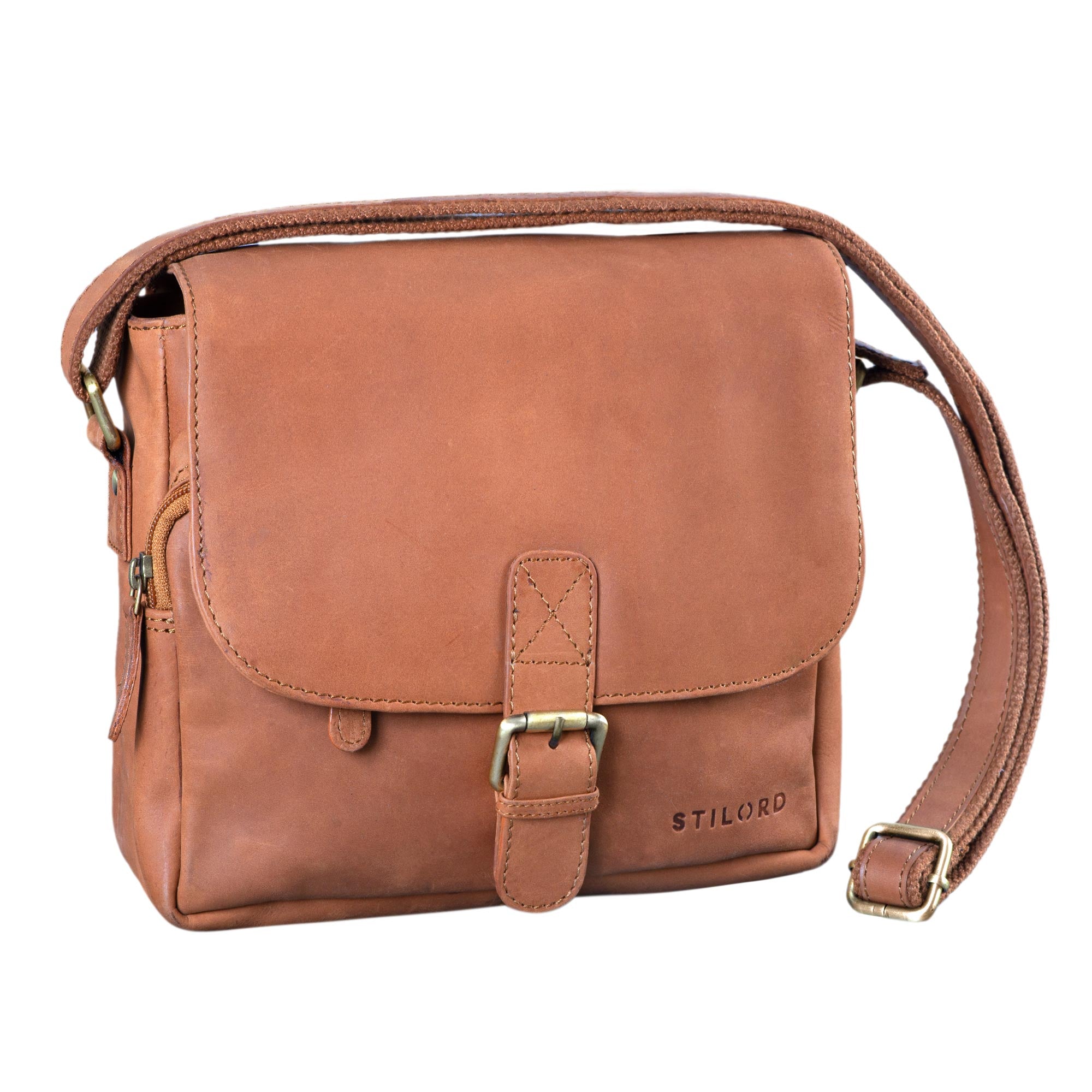 Leder Schultertasche Retro braun