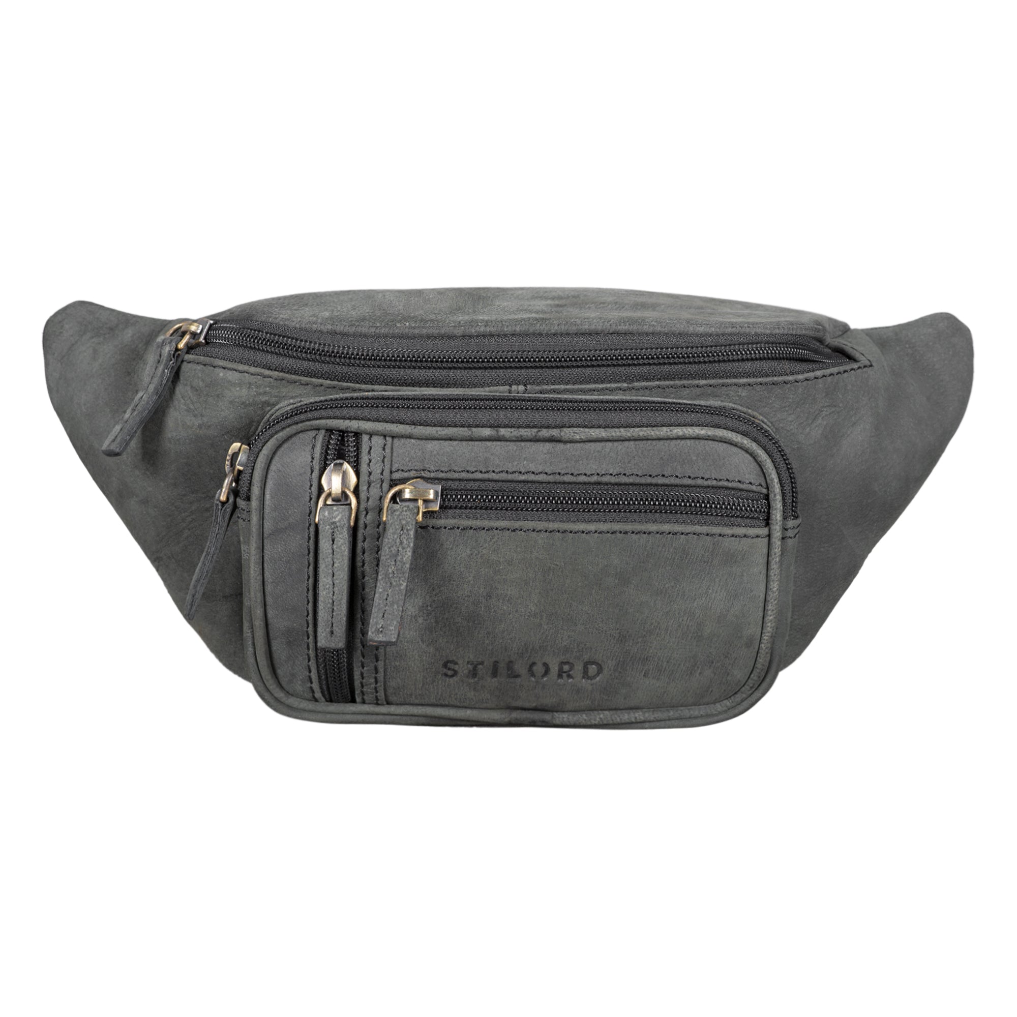 Bauchtasche Leder Grau