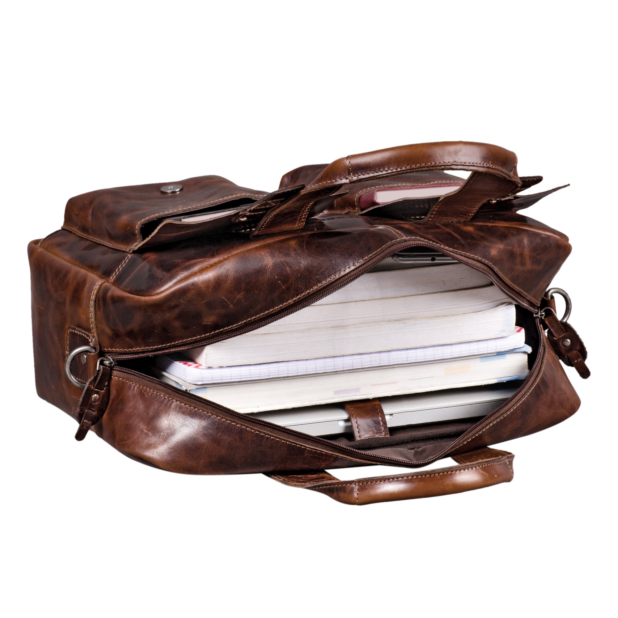 Männer Frauen Ledertasche Laptopfach