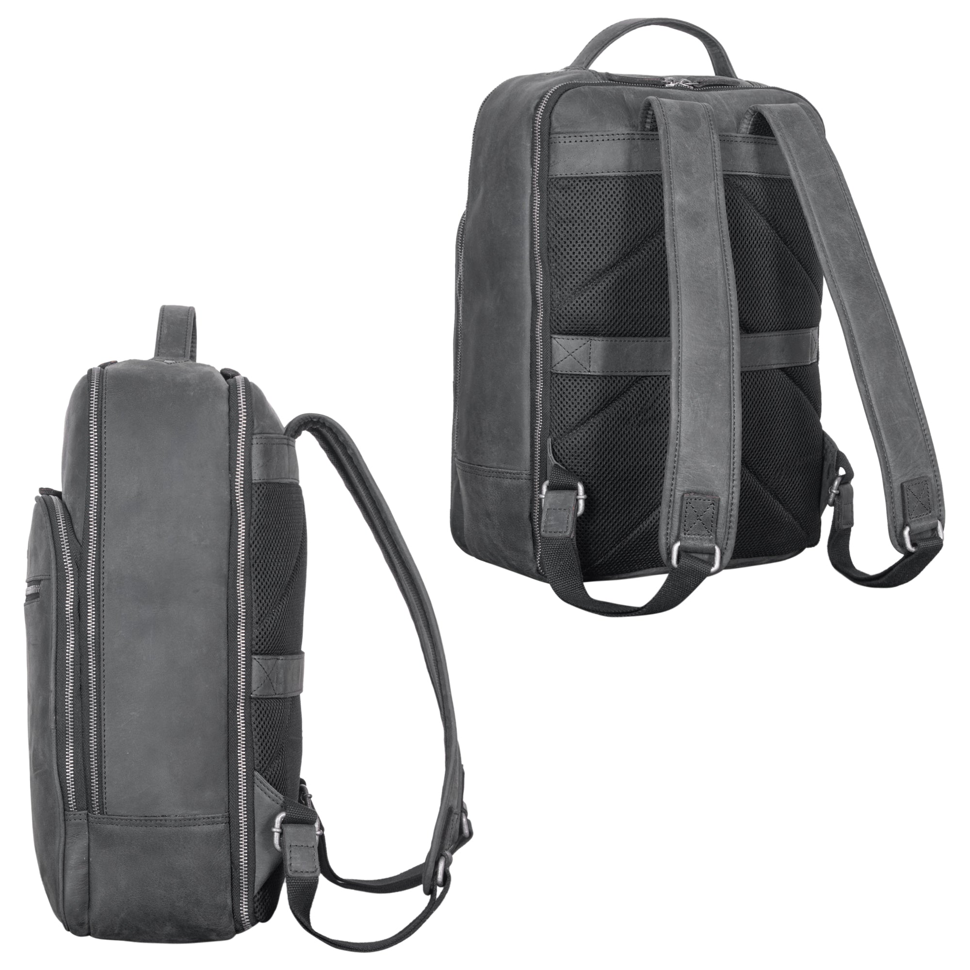 Arbeitsrucksack Leder grau
