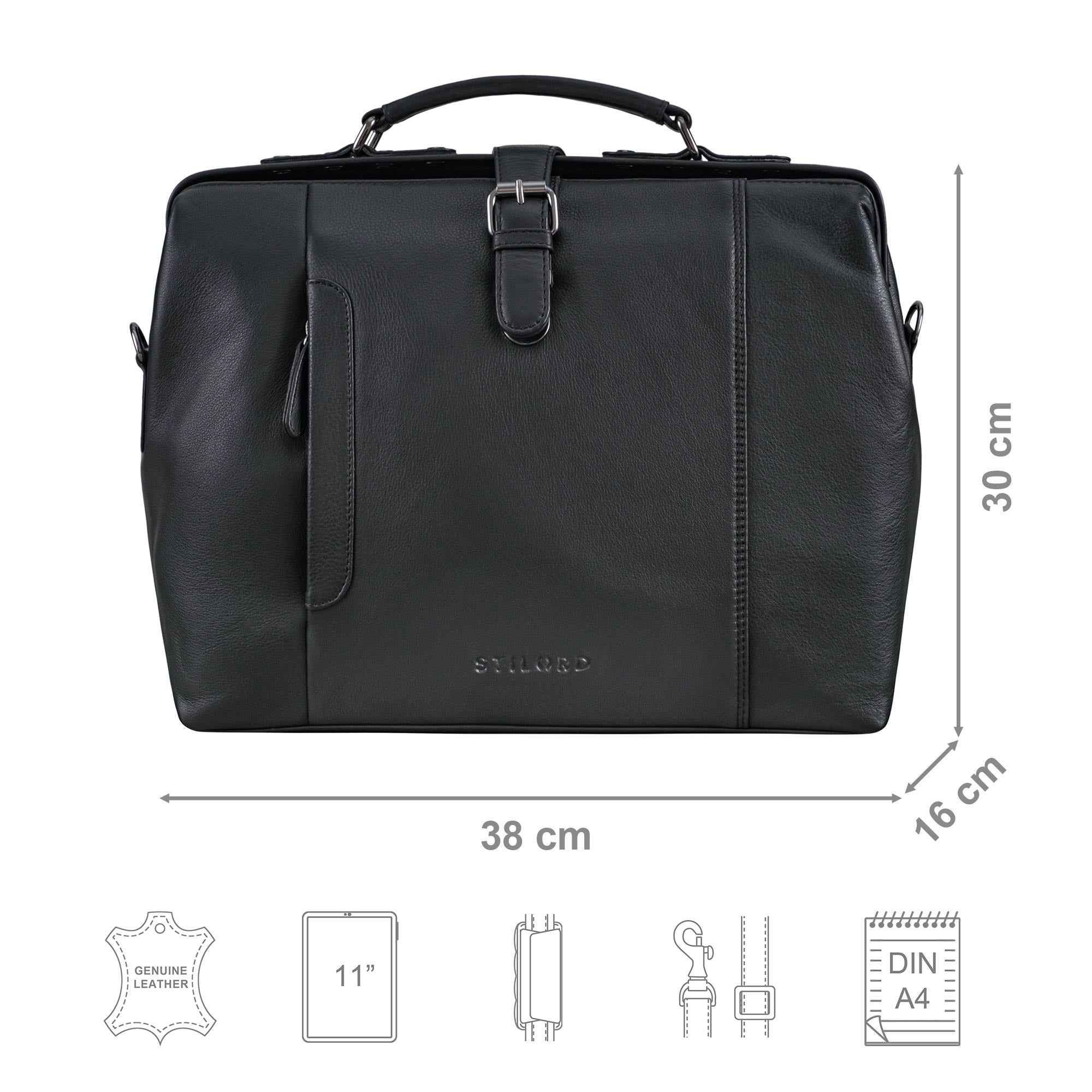 Vintage Tasche Leder Herren schwarz
